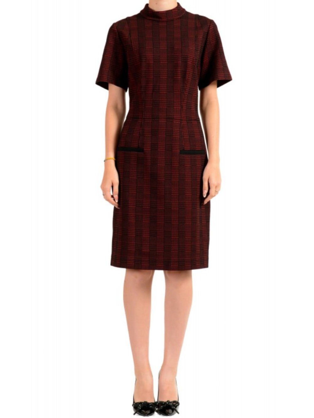 Hugo Boss Women's Konele Plaid Short Sleeve Pencil Dress Size 6